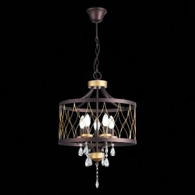 SL789.423.05 Люстра подвесная ST-Luce Темный кофе, Золото/Темный кофе, Золото, Прозрачный E14 5*60W.