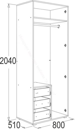 Шкаф 2-х дверный для одежды и белья Омега 16 с зеркалом