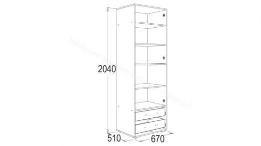 Шкаф 2-х дверный для белья Омега 16 с полками