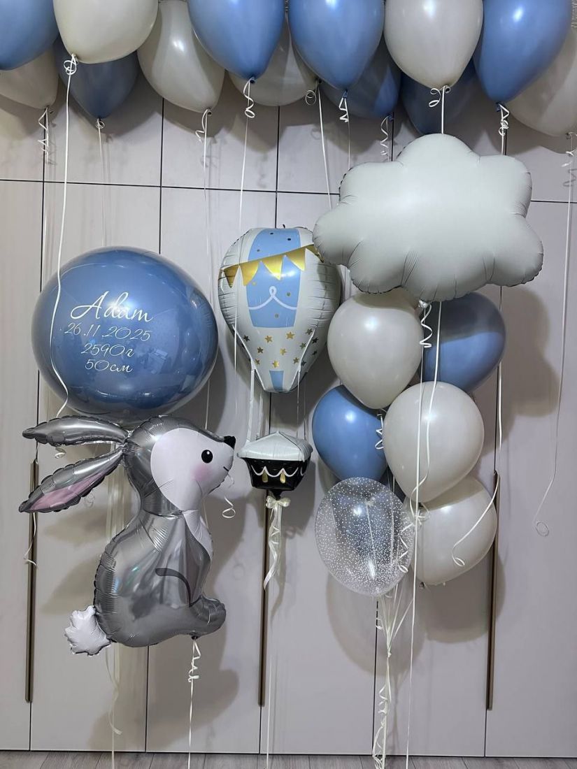 Сет "С неба!" на выписку из роддома с гелием