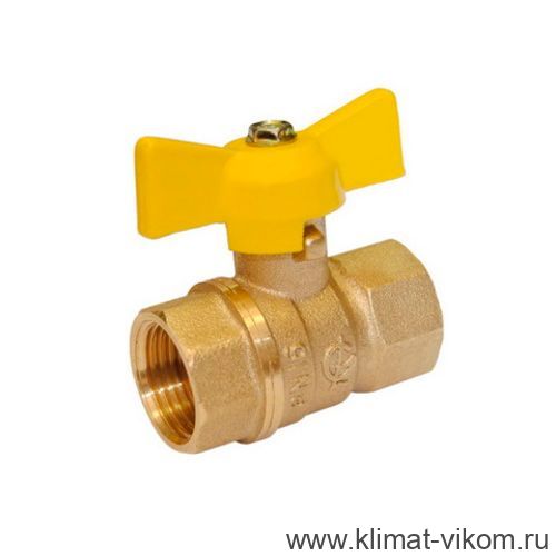 Кран шар. для газа угловой 1/2" г/г бабочка  ГАЗ