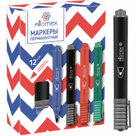 Маркер перманентный "Attomex" круглый корпус, пулевидный наконечник, ширина линии 3 мм, черный 5043501