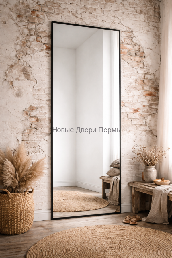 Зеркало в металлической раме настенное