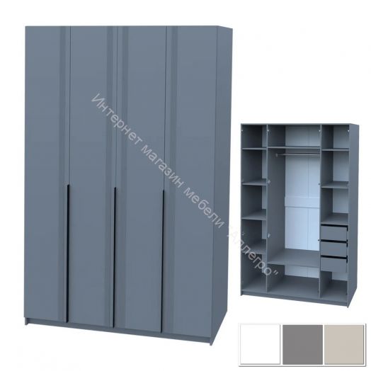 Шкаф 4-х дверный Ольга 6 со скрытыми ящиками
