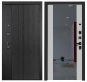 Металлическая Дверь Verda  ВМ 5 Черный Кварц-Белый Софт Зеркало,2050*860 2050*960 мм / Верда