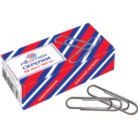 Скрепки металлические "Attomex" овальные оцинкованные 28 мм, 100 шт в картонной коробке 4135601