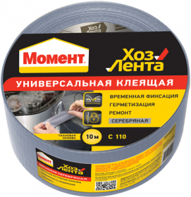 Лента Липкая Момент Монтаж Универсальная 10м Серебристо-Серая для Широкого Спектра Работ.