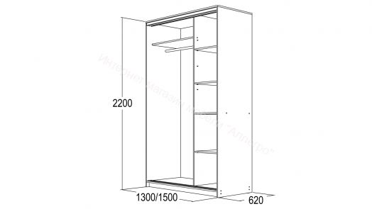 Шкаф-купе "Мираж 13.1" 2-х дверный с зеркалом Венге/Млечный дуб