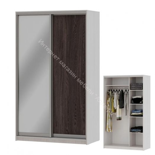 Шкаф-купе "Мираж 13.1" 2-х дверный с зеркалом Ясень анкор светлый/Ясень анкор темный