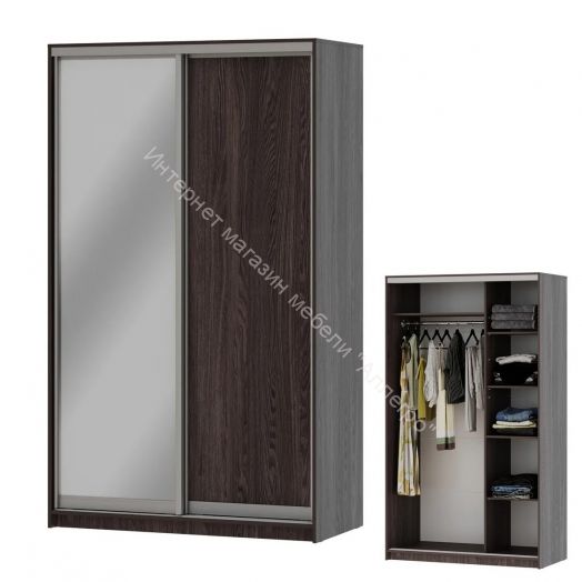 Шкаф-купе "Мираж 13.1" 2-х дверный с зеркалом Ясень анкор темный