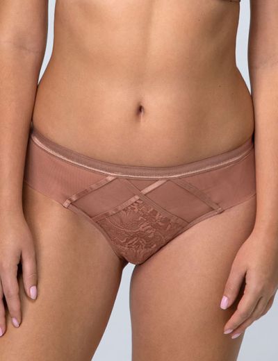 Трусы женские бразильяна ALLES Chiara Mocha Mousse, кружево, кофе