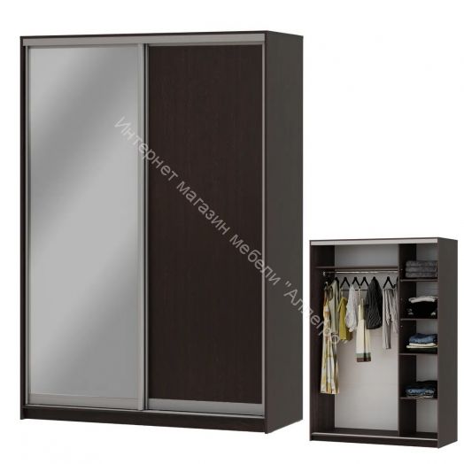 Шкаф-купе "Мираж 15.1" 2-х дверный с зеркалом Венге