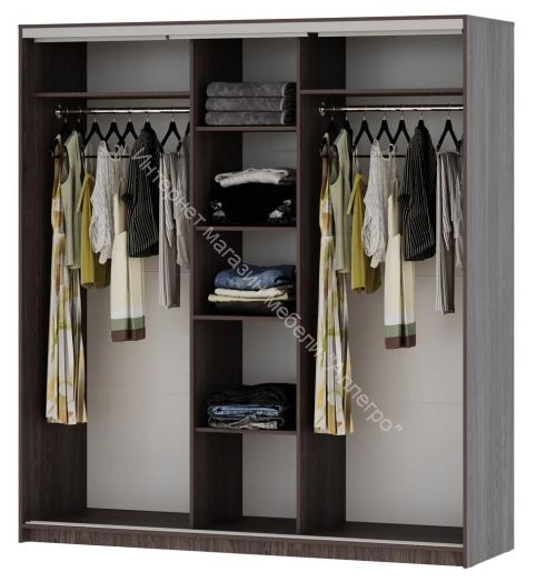 Шкаф-купе "Мираж 20.1" 3-х дверный с зеркалом Ясень анкор темный
