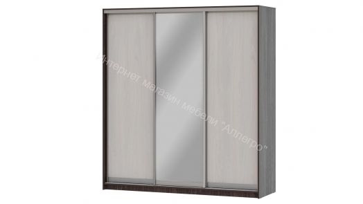 Шкаф-купе "Мираж 20.1" 3-х дверный с зеркалом Ясень анкор темный/Ясень анкор светлый