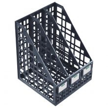 Лоток вертикальный для бумаг (250×245×295 мм), 3 отделения, сетчатый, сборный, черный, ЛТВ-63720