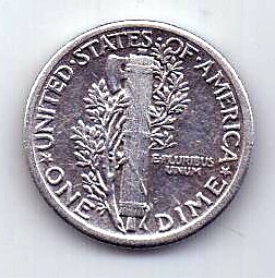 1 дайм 1918 США AUNC Редкий год
