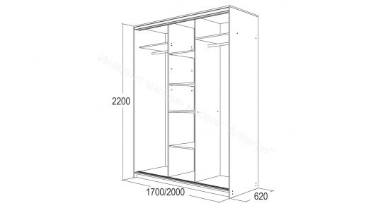 Шкаф-купе "Мираж 17.1" 3-х дверный с зеркалом Венге/Млечный дуб