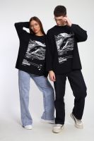 Лонгслив унисекс с принтом Карта ЛГ-01 [черный]