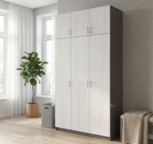 Шкаф 3-х дверный Флагман 2 с антресолью Ясень анкор темный/Ясень анкор светлый