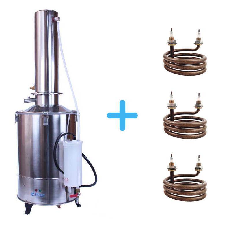 Комплект: Электрический аквадистиллятор Labdevices-20LIII на 20 литров + запасные ТЭНы