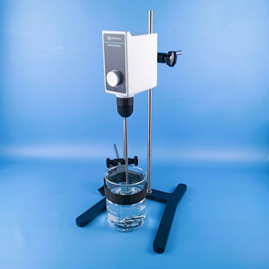 Верхнеприводная мешалка Labdevices-OS-10, до 10 литров, с фиксатором посуды, максимальная вязкость 10000 Мпа