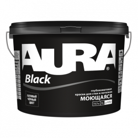 Краска Aura, Mattlatex Черный Янтарь, RAL 9005, 9л, Моющаяся / Аура