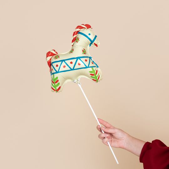 Лошадка русский узор яркий на палочке с воздухом