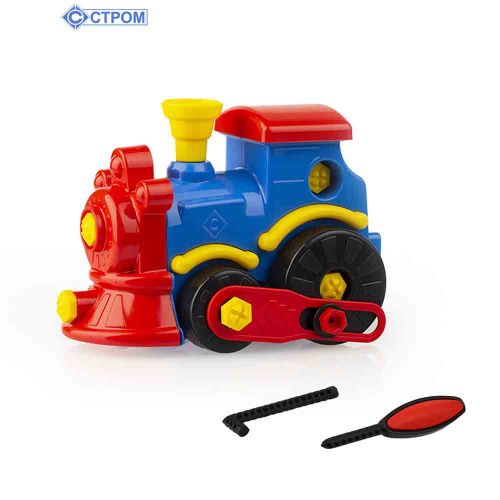 Конструктор "Паровозик Томми" (26 дет., отвертка, шестигранник) 18 см (в сетке)