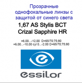 1.67 AS Stylis BCT Crizal Sapphire HR