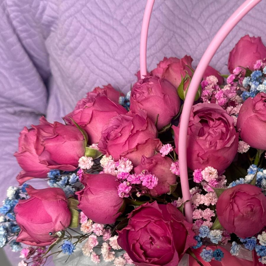 Сумочка розовая с Мисти баблс и гипсофилой