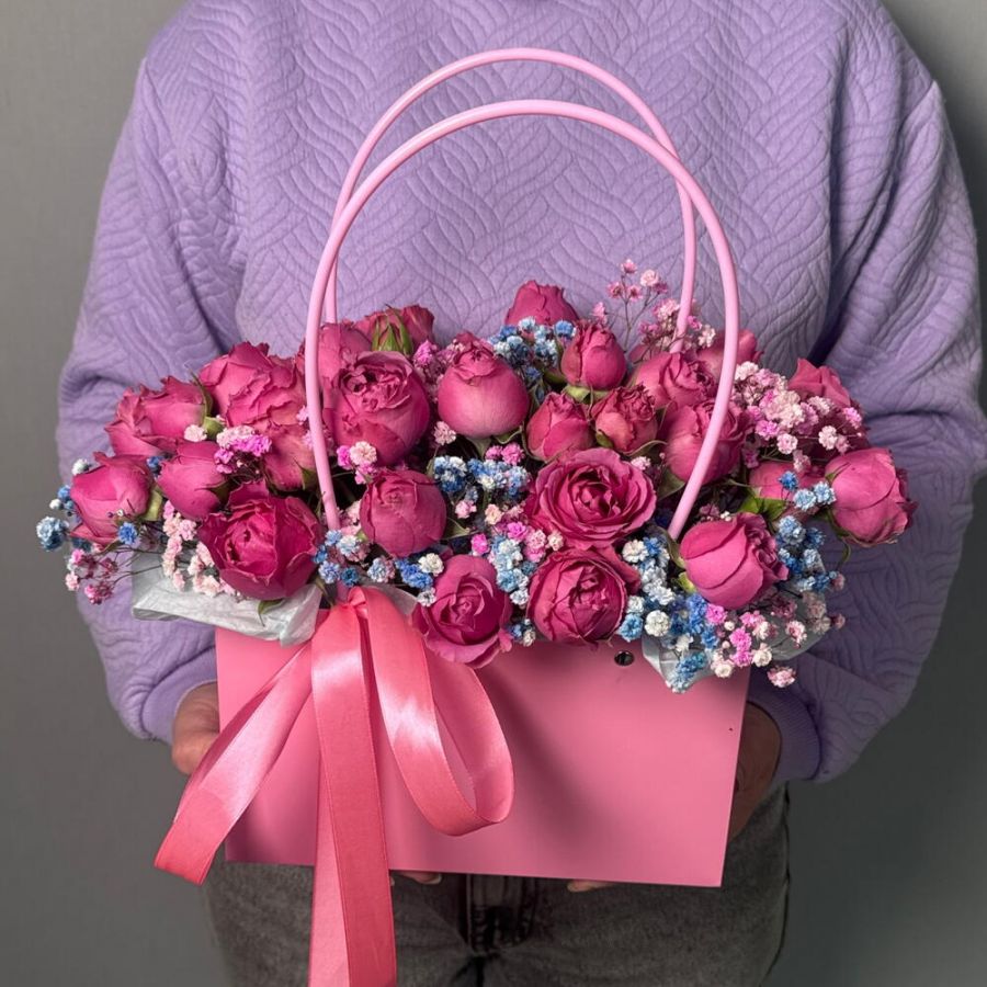 Сумочка розовая с Мисти баблс и гипсофилой