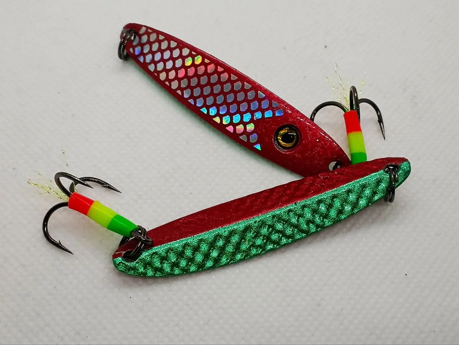 Блесна Белый Волк "Судачья Рифлёная" 70 мм. Красно-Зеленая (арбуз) УФ