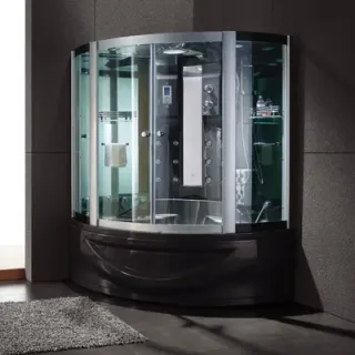 Classo steam bath jacuzzi kabinəsinin daxili görünüşü – tropik buxar, hidro masaj vannası, ozon funksiyası və müasir dizaynı ilə SPA atmosferini nümayiş etdirir.