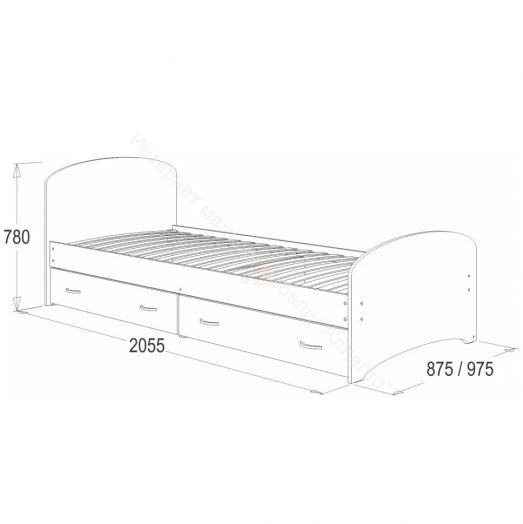 Кровать-6 одинарная (800/900*2000) с 2-мя ящиками Венге