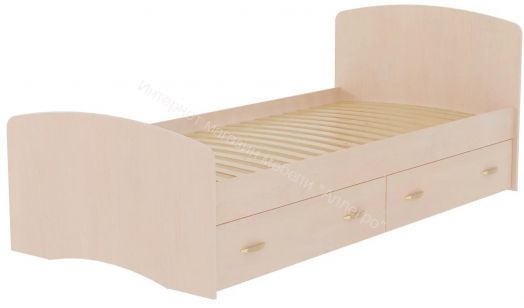 Кровать-6 одинарная (800/900*2000) с 2-мя ящиками Млечный дуб