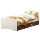 Кровать-6 одинарная (800/900*2000) с 2-мя ящиками Ясень анкор темный/Ясень анкор светлый