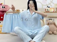 Пижама 3 в 1 с рубашкой брюками и шортами, Арт. 3223 [голубой]