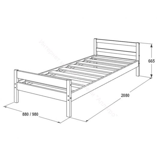 Кровать -13 одинарная из массива 800*2000 (Фант)