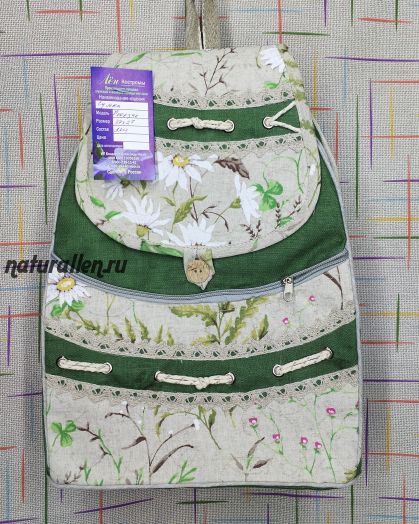 Рюкзак льняной "Зелёный" (ручная работа),рис2