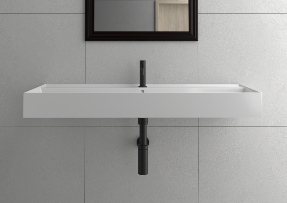 Изображение Раковина Olympia Drop DRP4310VC1 накладная/подвесная 100x46x15 см по центру