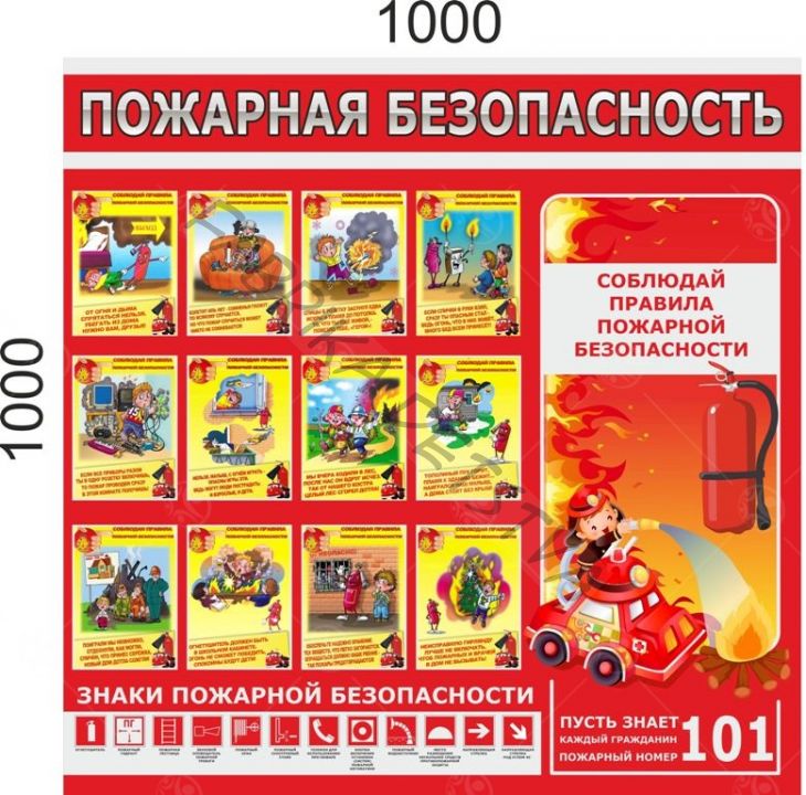 Стенд "Пожарная безопасноcть" 1*1м.