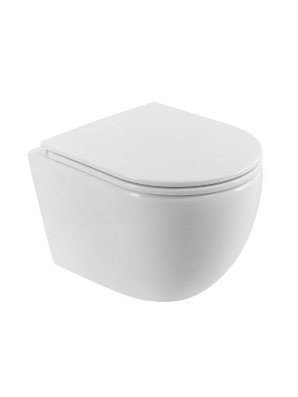 Унитаз подвесной безободковый с сиденьем и смывом TORNADO BelBagno COMPATTO BB003CH-TOR/SC
