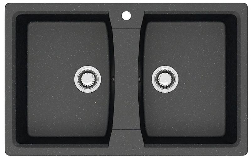 Кухонная мойка AZARIO Elmas 780х500х190 двойная, искусственный мрамор, черный CS00078333