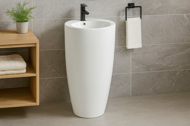 Раковина напольная Azario Dea 500х500х860 отдельностоящая круглая, белый AZ-203