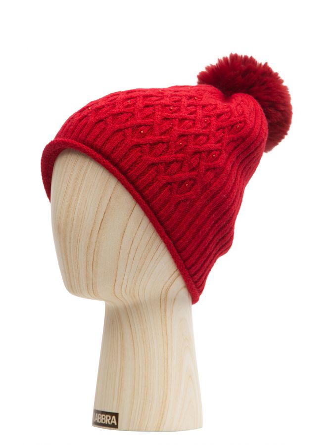 Шапка женская шерсть+виск+анг LB-D77022 red LABBRA
