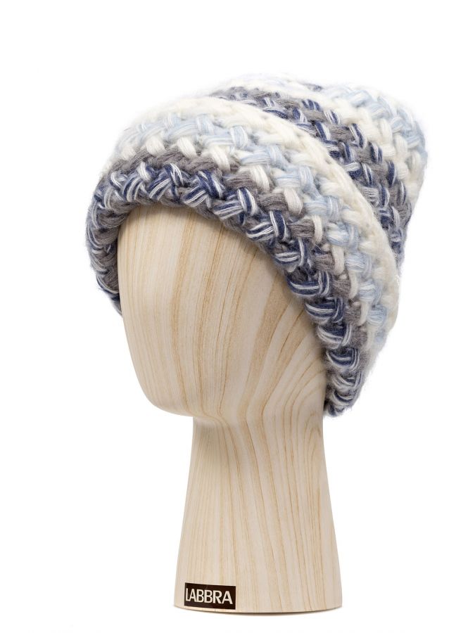 Шапка женская шерсть+мох+акр LB-RR33001 blue/white LABBRA