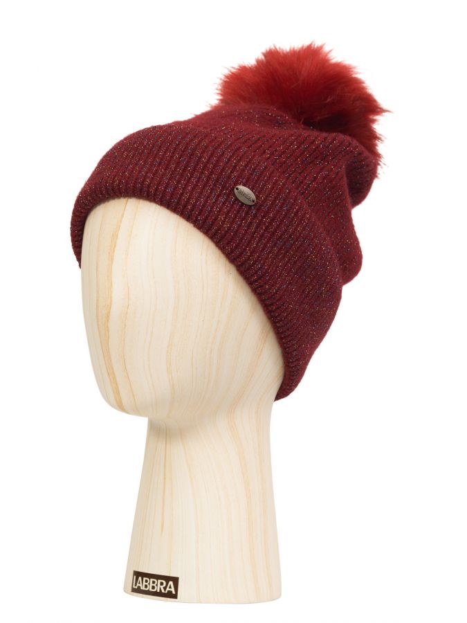 Шапка женская шерсть+нейл+акр+люр LB-D77103 bordo LABBRA