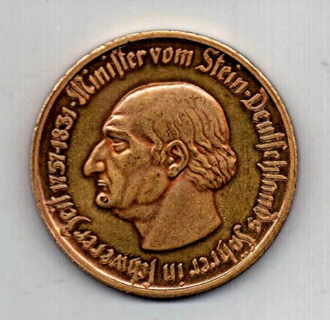 10000 марок 1923 Вестфалия 45 мм UNC Германия MS Штемпельный блеск