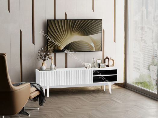 Фант 1 тумба под ТВ МДФ (Фант) Белый экспо/Белый