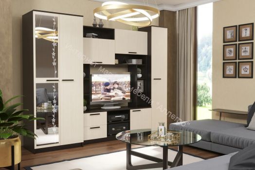 Гостиная "Александра 10" с зеркалом Венге/Млечный дуб